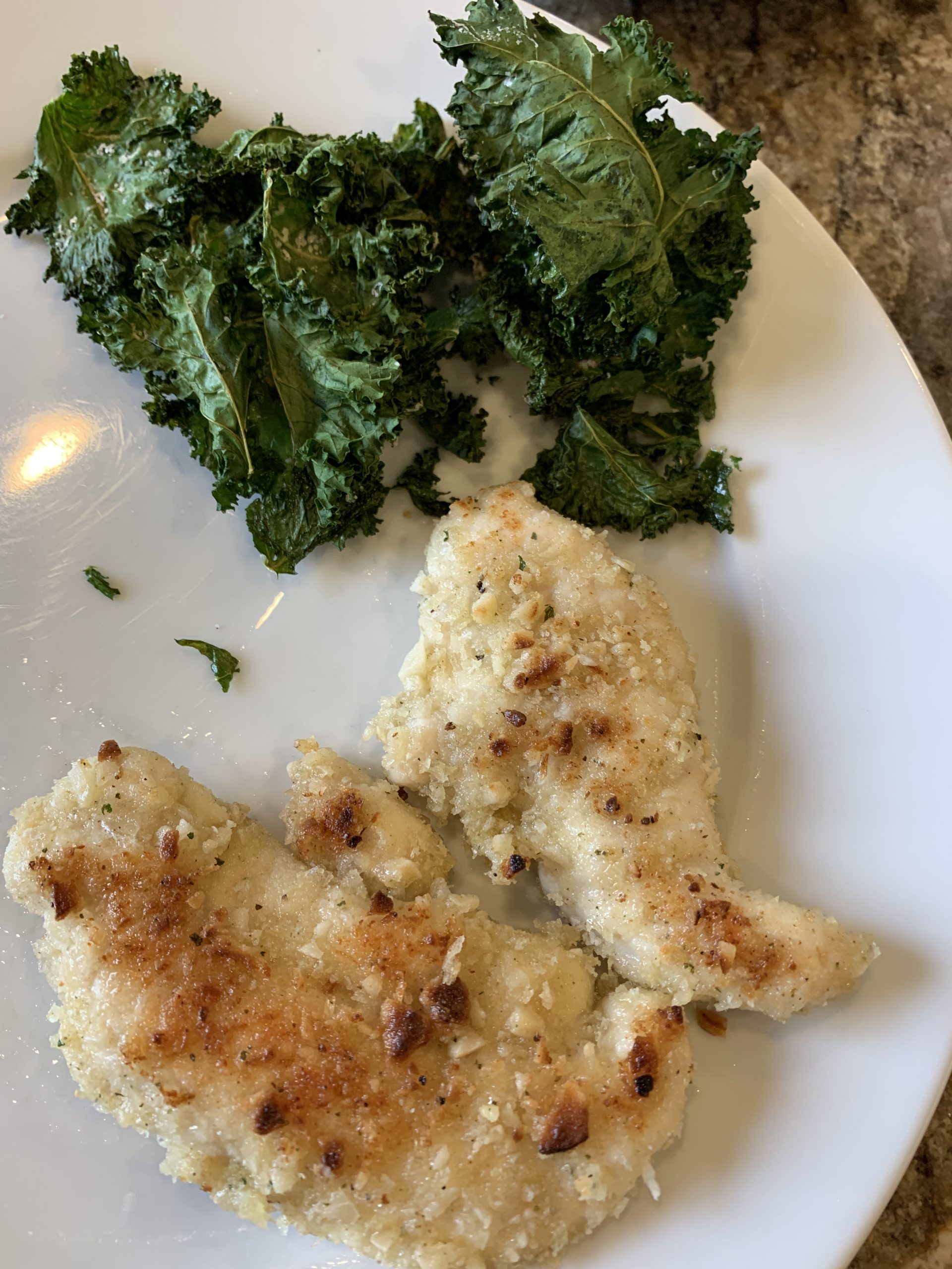 Day 9. Macadamia Nut Crusted Chicken with Kale Chips